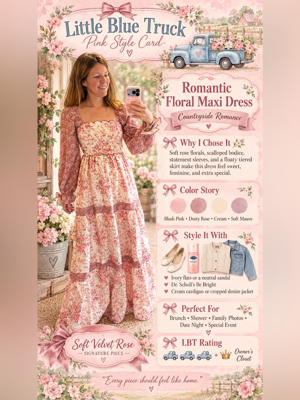 🛻 NWOT Rareraw Floral Long Sleeve Smocked Bodice Maxi Dress - Pink/White